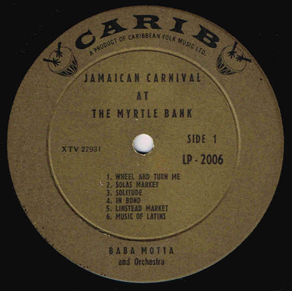Baba Motta And Orchestra* : Jamaican Carnival At The Myrtle Bank (LP, Album)