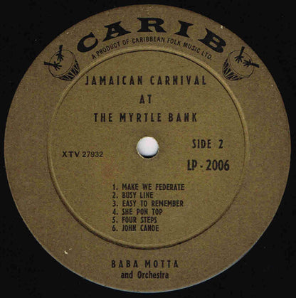 Baba Motta And Orchestra* : Jamaican Carnival At The Myrtle Bank (LP, Album)