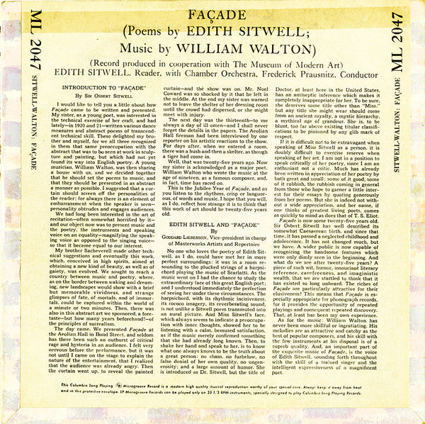 Edith Sitwell, William Walton* : Façade (10", Album)