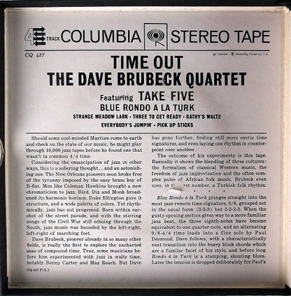 The Dave Brubeck Quartet : Time Out (Reel, 4tr Stereo, 7" Reel, Album)