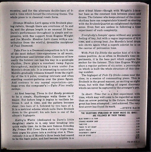 The Dave Brubeck Quartet : Time Out (Reel, 4tr Stereo, 7" Reel, Album)