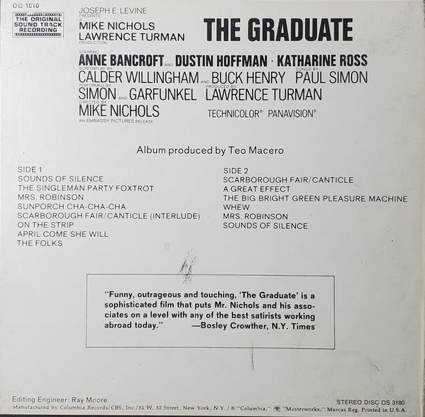 Paul Simon, Simon & Garfunkel, Dave Grusin : The Graduate (Original Sound Track Recording) (Reel, 4tr Stereo, 7" Reel, Album)