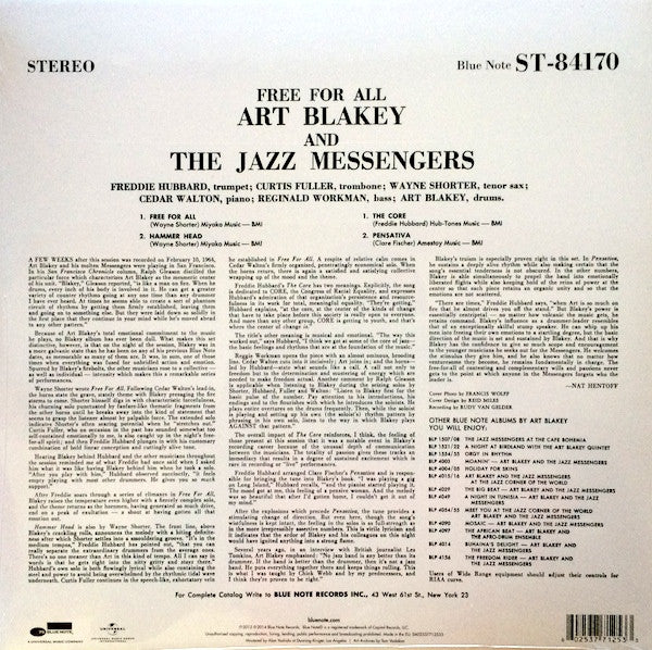 Art Blakey & The Jazz Messengers : Free For All (LP, Album, RE, RM, 180)