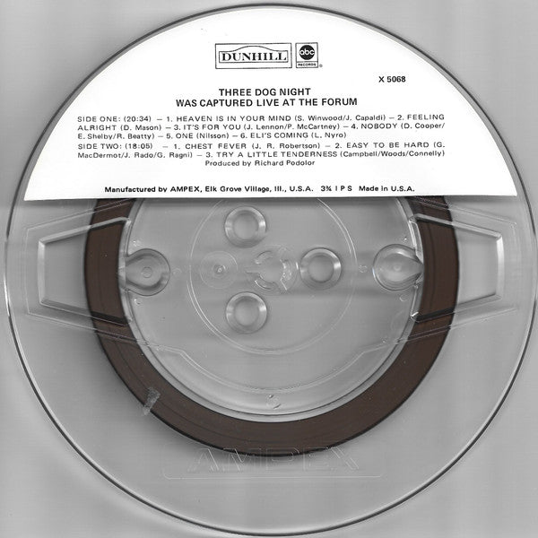 Three Dog Night : Captured Live At The Forum (Reel, 4tr Stereo, 7" Reel, Album)