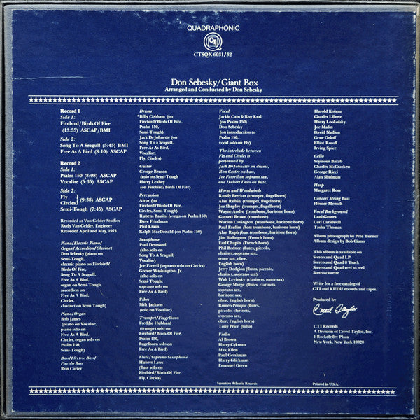 Don Sebesky : Giant Box (2xLP, Album, Quad + Box, Quad)