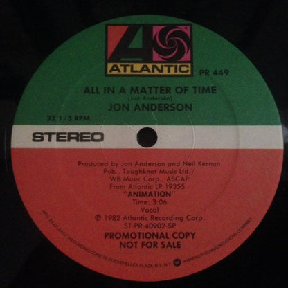 Jon Anderson : All In A Matter Of Time (12", Promo)