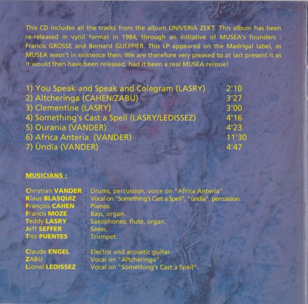 Univeria Zekt : The Unnamables (CD, Album, RE)