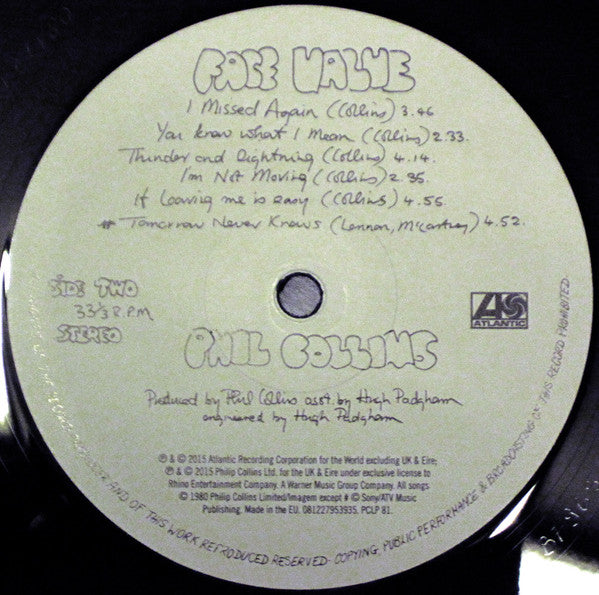 Phil Collins : Face Value (LP, Album, RE, RM, Gat)