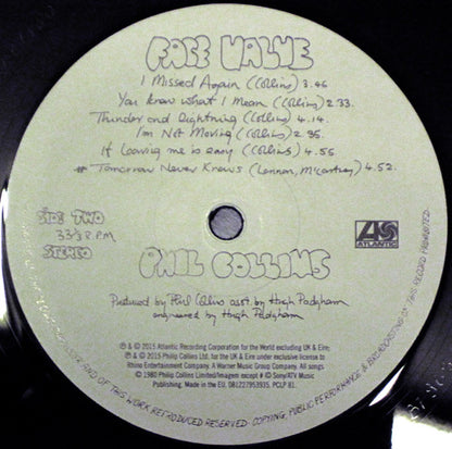 Phil Collins : Face Value (LP, Album, RE, RM, Gat)