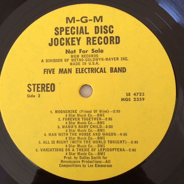 Five Man Electrical Band : Good-byes And Butterflies (LP, Promo)
