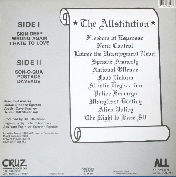 ALL (2) : Allroy For Prez (12", EP, RE)
