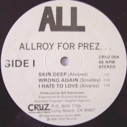 ALL (2) : Allroy For Prez (12", EP, RE)