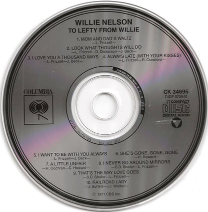 Willie Nelson : To Lefty From Willie (CD, Album, RE)