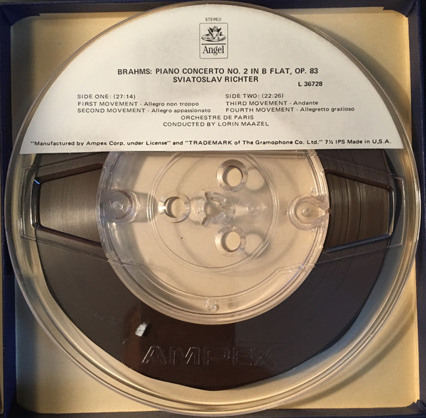 Sviatoslav Richter, Orchestre De Paris, Lorin Maazel - Johannes Brahms : Piano Concerto No. 2 In B Flat (Reel, 4tr Stereo, 7" Reel)