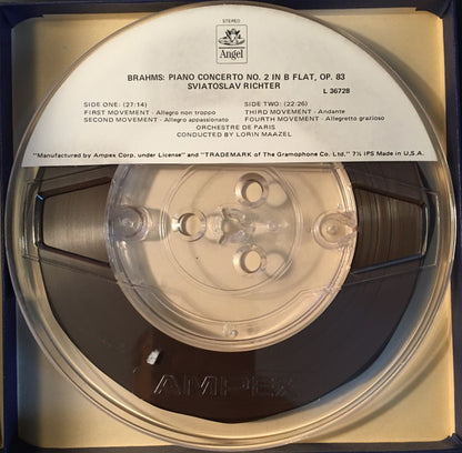 Sviatoslav Richter, Orchestre De Paris, Lorin Maazel - Johannes Brahms : Piano Concerto No. 2 In B Flat (Reel, 4tr Stereo, 7" Reel)