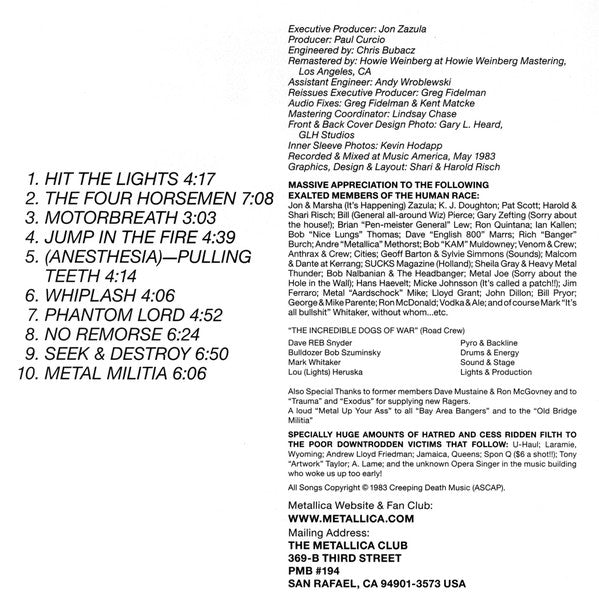 Metallica : Kill 'Em All (CD, Album, RE, RM)