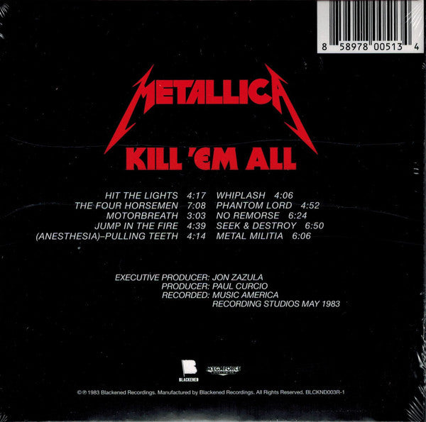 Metallica : Kill 'Em All (CD, Album, RE, RM)