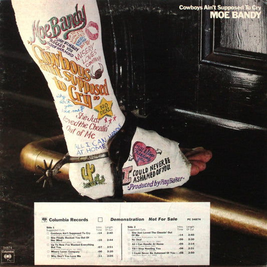 Moe Bandy : Cowboys Ain't Supposed To Cry (LP, Promo)