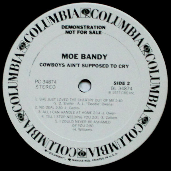 Moe Bandy : Cowboys Ain't Supposed To Cry (LP, Promo)
