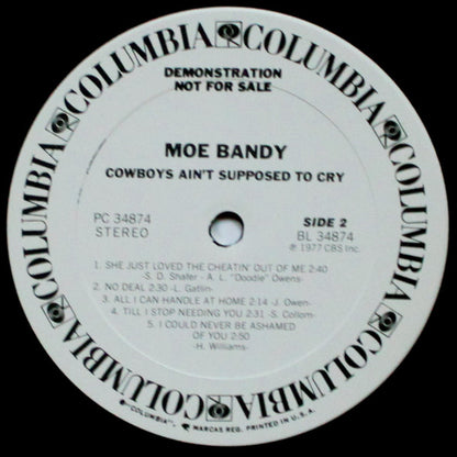 Moe Bandy : Cowboys Ain't Supposed To Cry (LP, Promo)