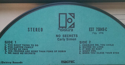 Carly Simon : No Secrets (Reel, 4tr Stereo, 7" Reel, Album)