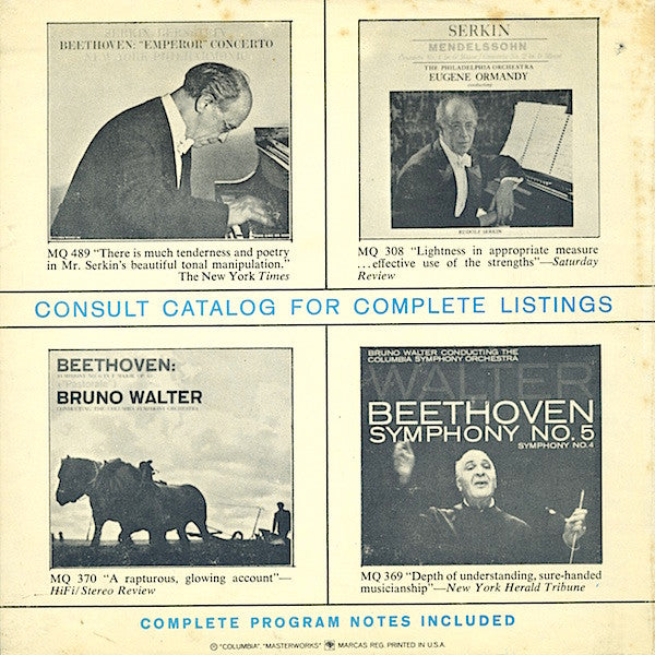 Ludwig van Beethoven, Rudolf Serkin / Leonard Bernstein, New York Philharmonic, Westminster Symphonic Choir, Warren Martin : Third Piano Concerto / Choral Fantasy (Reel, 4tr Stereo, Album)