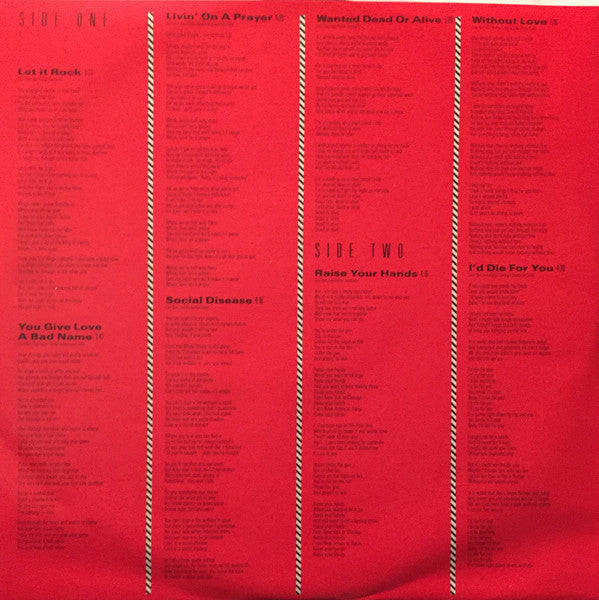 Bon Jovi : Slippery When Wet (LP, Album, RE, 180)