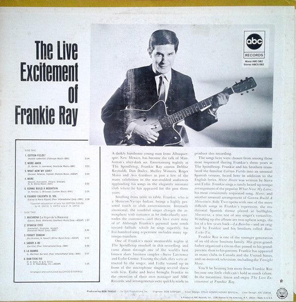 Frankie Ray : The Live Excitement Of Frankie Ray (LP, Album)