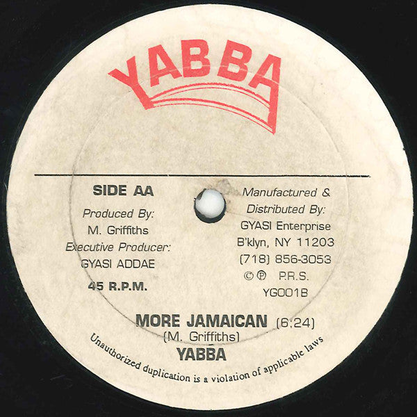 Marcus Yabba Griffiths : Baby Sugar / More Jamaican (12")