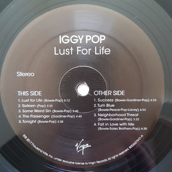 Iggy Pop : Lust For Life (LP, Album, RE, RM)