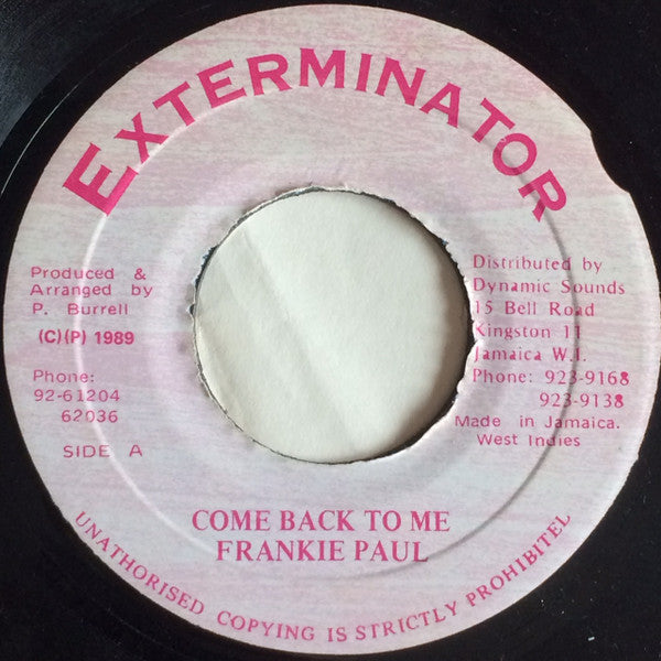 Frankie Paul : Come Back To Me (7")