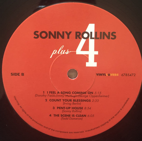 Sonny Rollins, Clifford Brown, Max Roach, Richie Powell, George Morrow : Sonny Rollins Plus 4 (LP, Album, Ltd, RE, 180)
