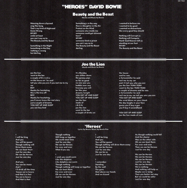 David Bowie : "Heroes" (LP, Album, RE, RM, 180)