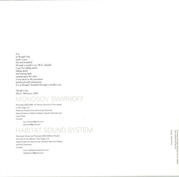 Monosov Swirnoff / Habitat Sound System : Split L.P. (LP, Ltd)