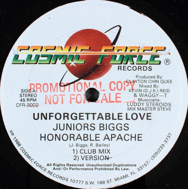 Junior Biggs, Honorable Apache / Singer Mikey, Fleshy Ranks : Unforgettable Love / Come To Me (12")