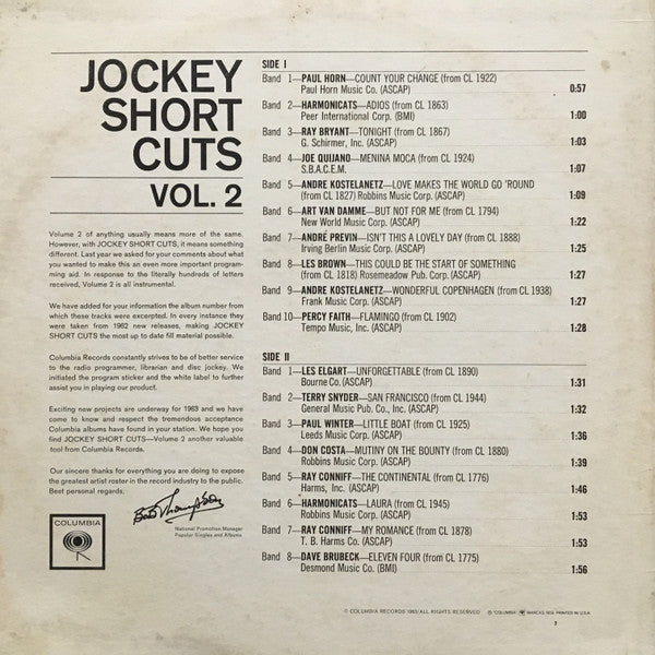Various : Jockey Short Cuts Vol. 2 (LP, Comp, Promo)