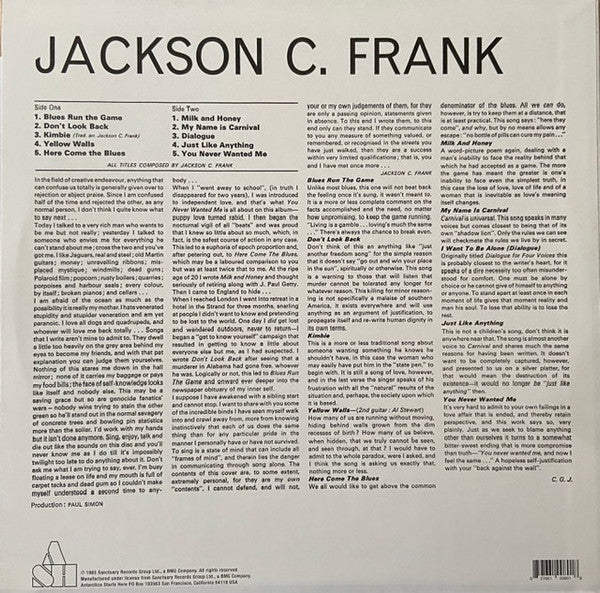 Jackson C. Frank : Jackson C. Frank (LP,Album,Reissue,Mono)