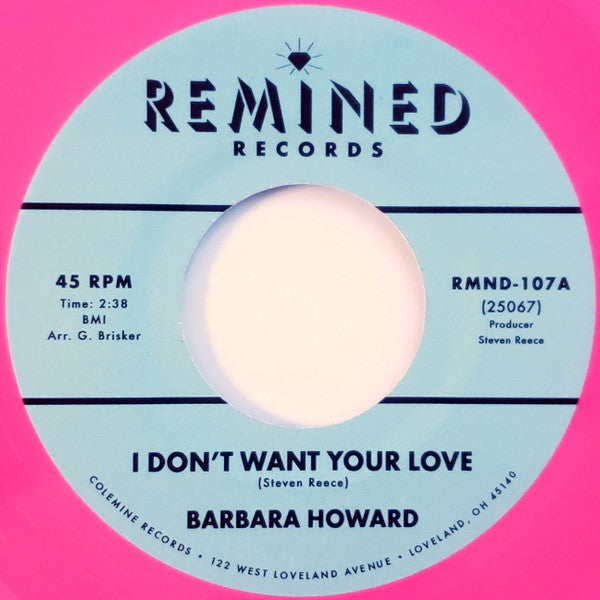 Barbara Howard : I Don't Want Your Love / The Man Above (7", Single, Ltd, RM, Pin)
