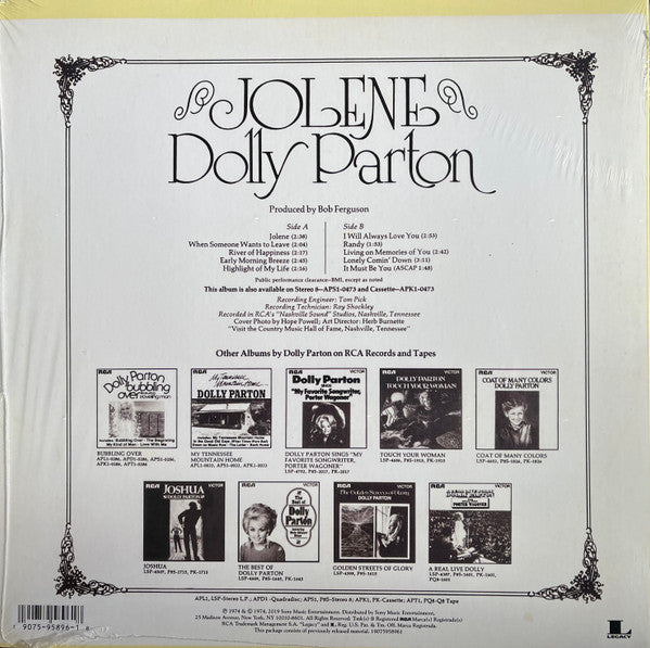 Dolly Parton : Jolene (LP, Album, RE)