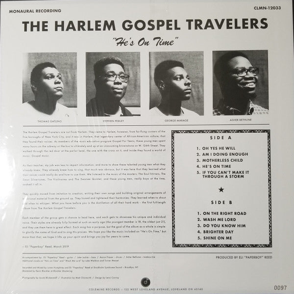 The Harlem Gospel Travelers : He's On Time (LP, Mono, Ltd, Num, Cle)