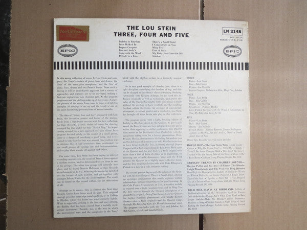The Lou Stein Trio : The Lou Stein Three, Four and Five (LP, Mono)
