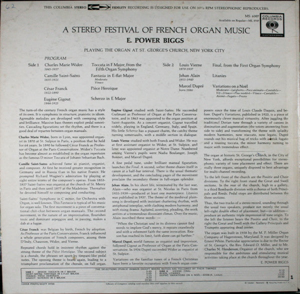E. Power Biggs : A Festival Of French Organ Music (LP, Album)