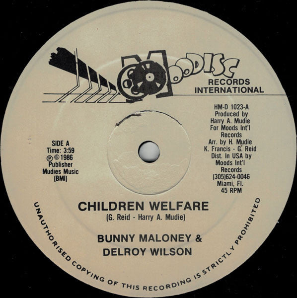 Bunny Maloney & Delroy Wilson : Children Welfare (12", Single)