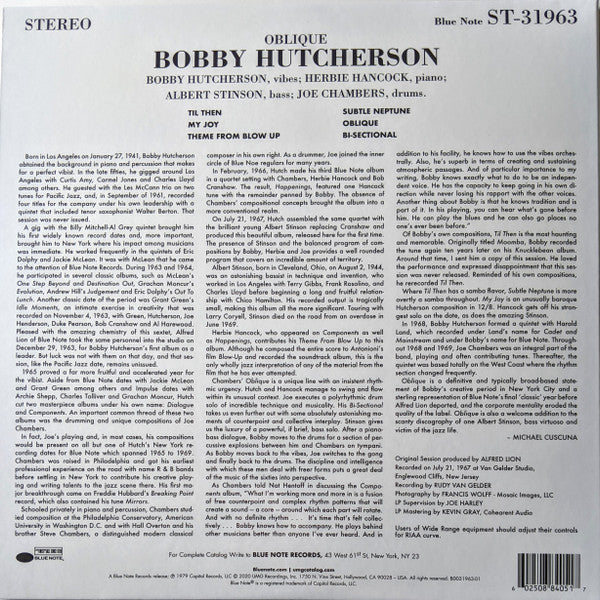 Bobby Hutcherson : Oblique (LP, Album, RE, 180)