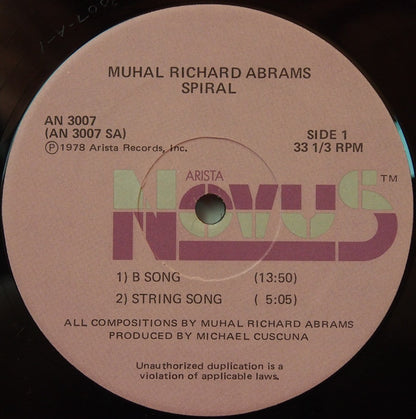 Muhal Richard Abrams : Spiral: Live At Montreux 1978 (LP, Album)