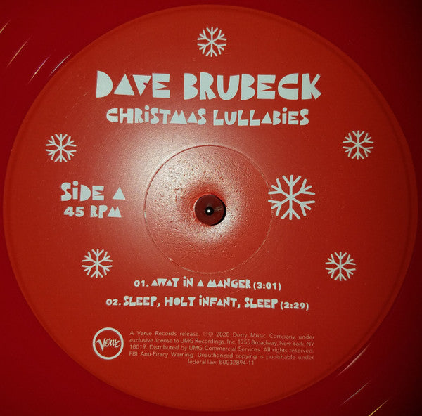 Dave Brubeck : Christmas Lullabies (12", S/Sided, Etch, Red)