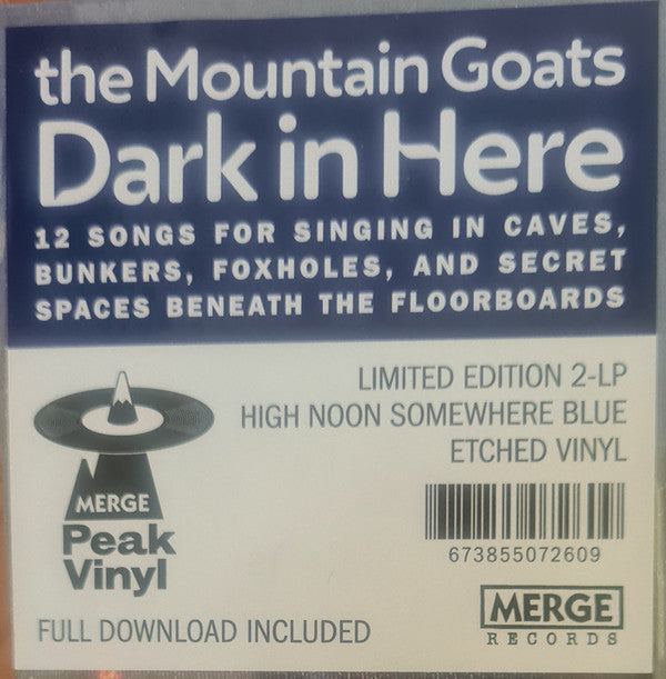 The Mountain Goats : Dark In Here (LP, Blu + LP, S/Sided, Etch, Blu + Album, Ltd)