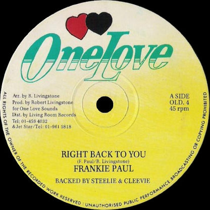 Frankie Paul / Trevor Sparks : Right Back To You / Try Try (12")