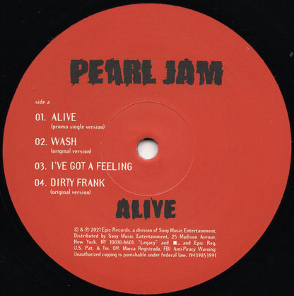Pearl Jam : Alive (12", S/Sided, Etch, Ltd)