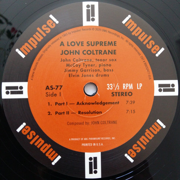 John Coltrane : A Love Supreme (LP, Album, RE, RP, 180)